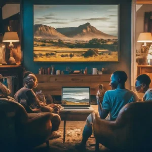 family watching movie